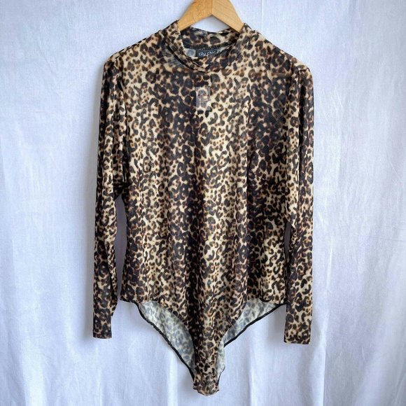 NWT City Chic Womens Leopard Animal Print Bodysuit - Picture 3 of 4